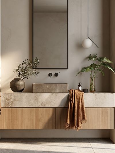 Minimalist Spa Bathroom Interior Print. poster