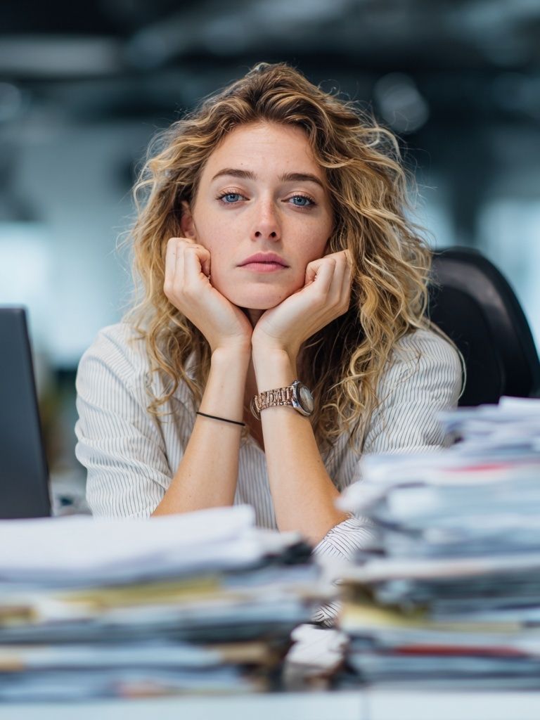Contemplative Office Portrait Print. poster detail