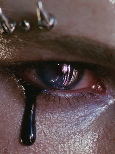 Tearful Eye Close-Up Photography Poster. poster