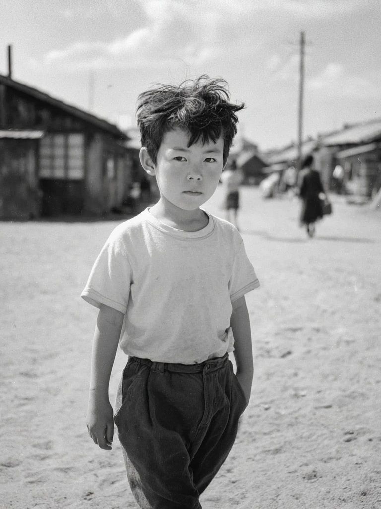 Boy in Village Street Photography Poster. poster — photography art