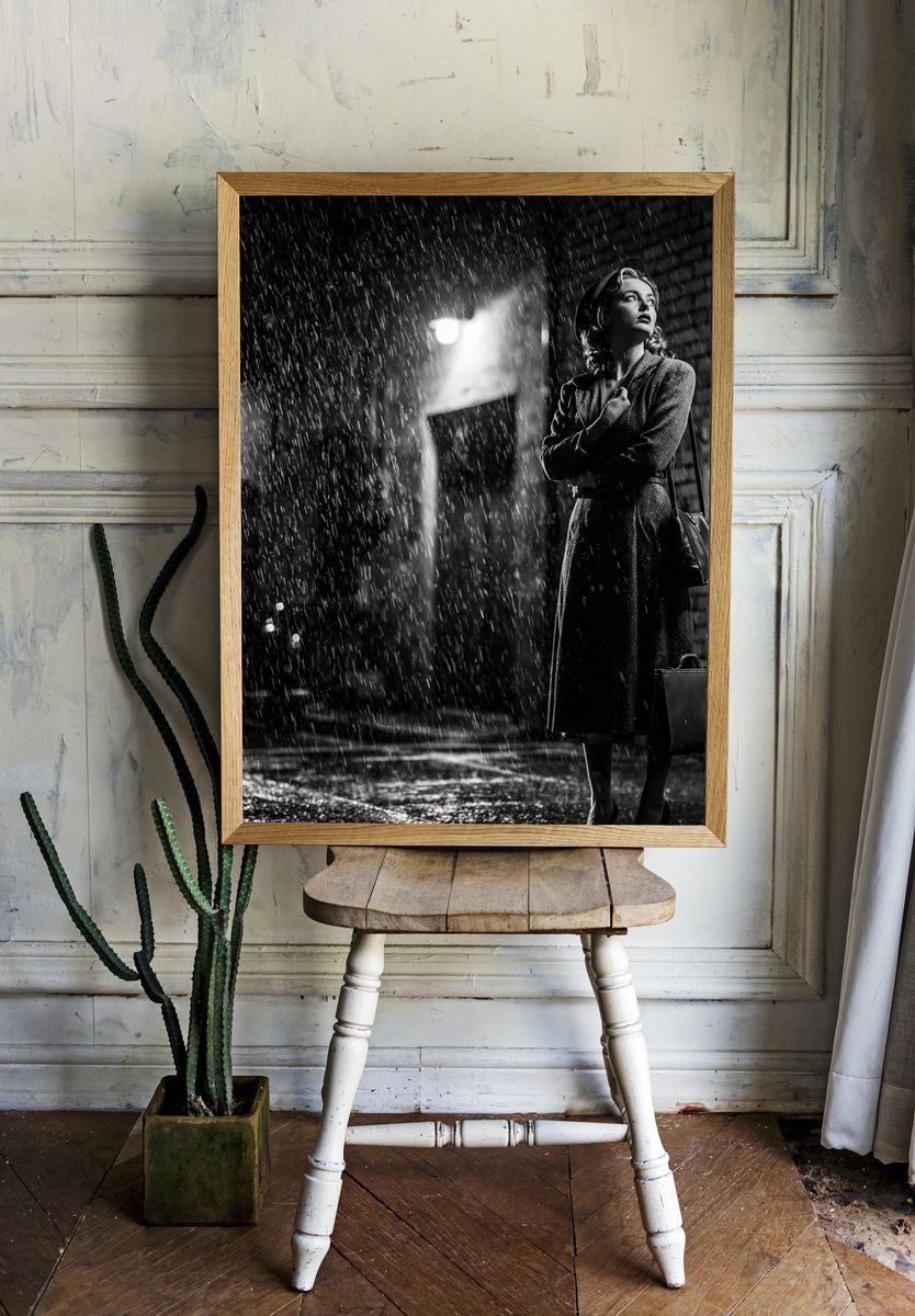 Rainy Street Fashion Portrait Poster. — room view 1