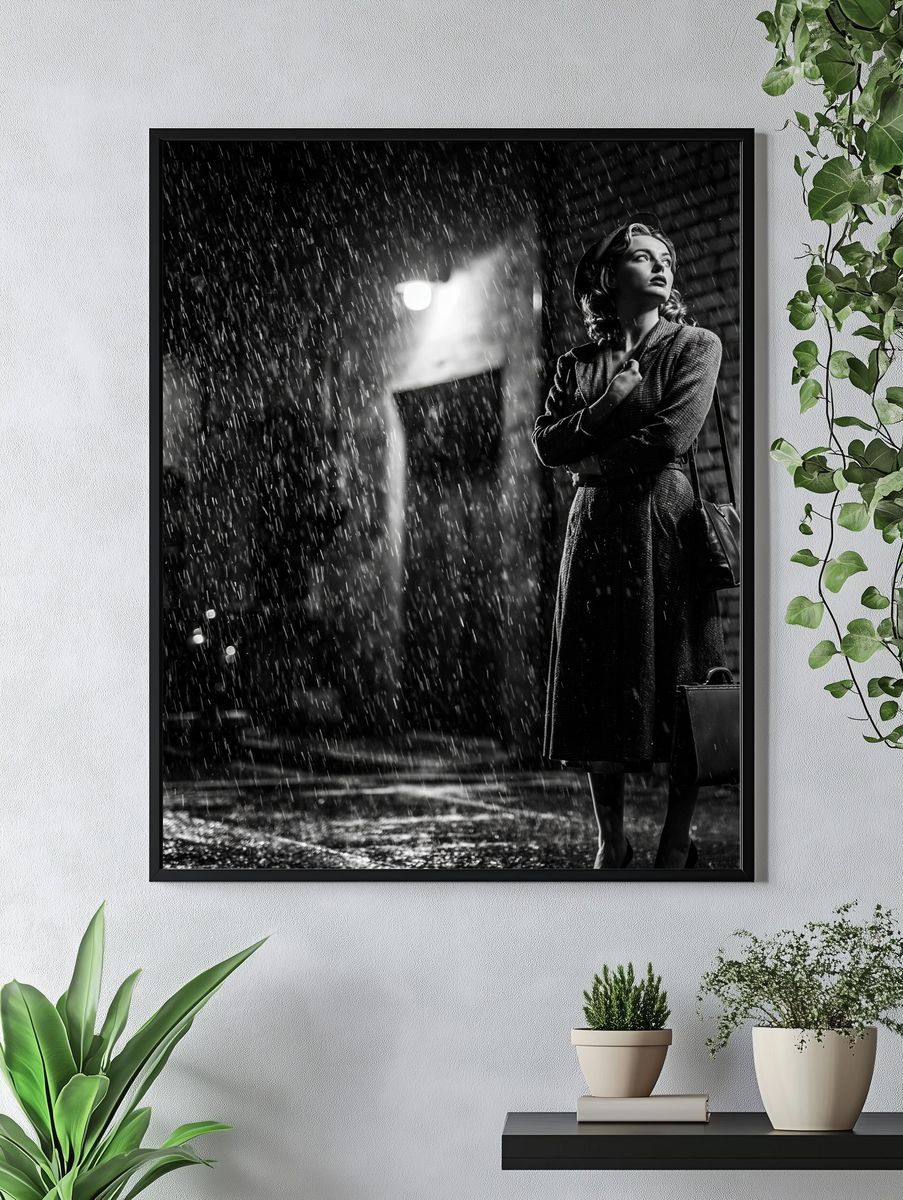 Rainy Street Fashion Portrait Poster. — room view 4