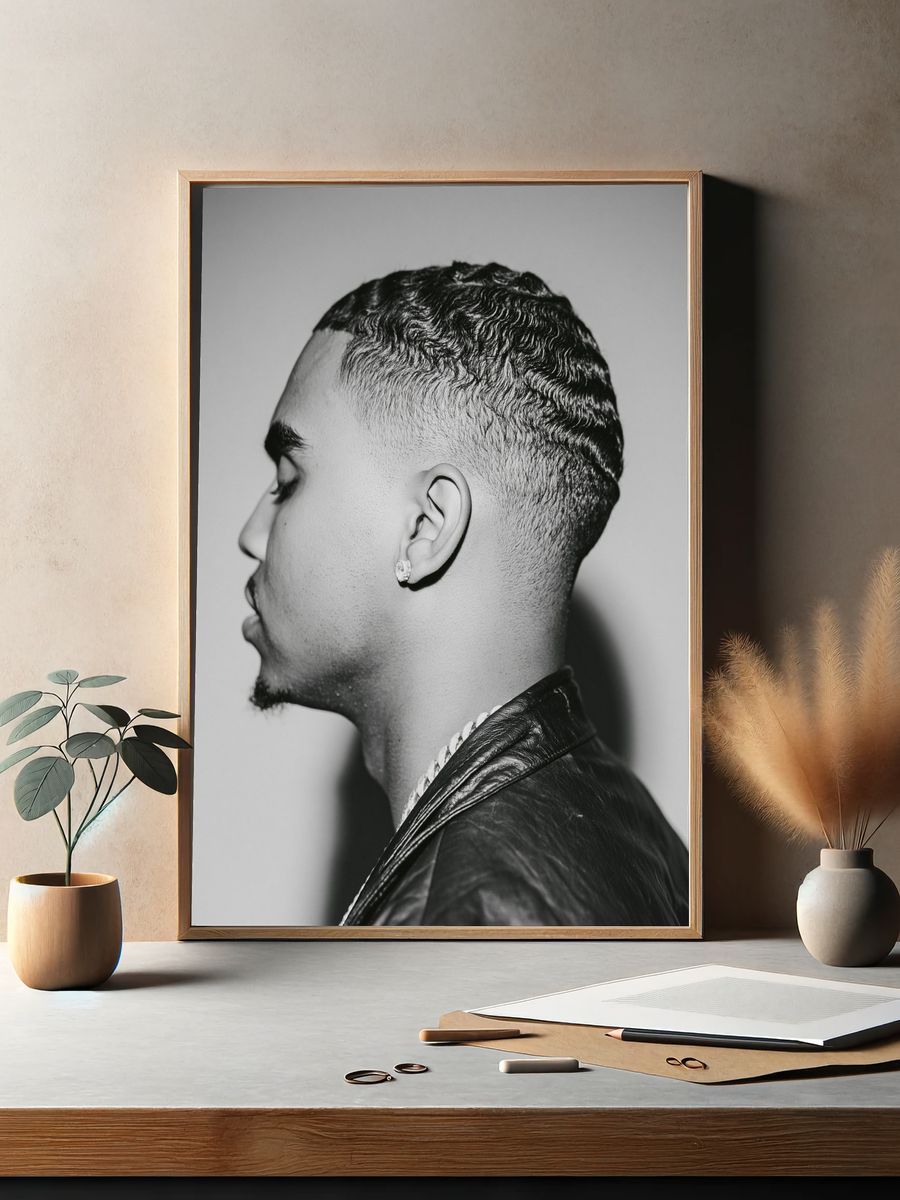 Monochrome Profile Portrait Poster. — room view 2