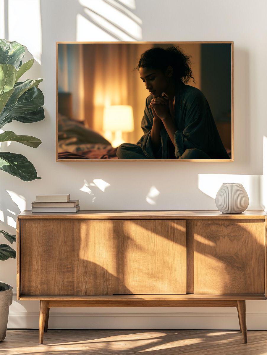 Contemplative Woman Portrait Print. — room view 3