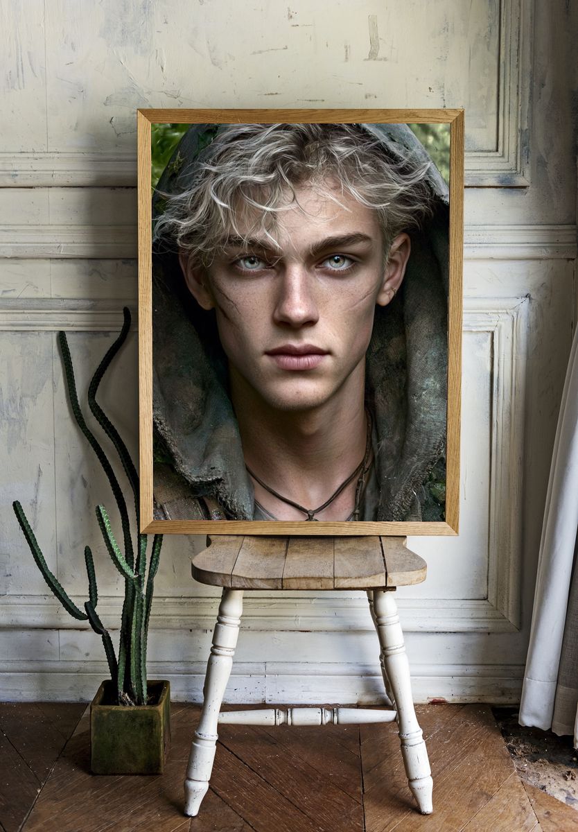 Forest Hooded Portrait Print. room preview