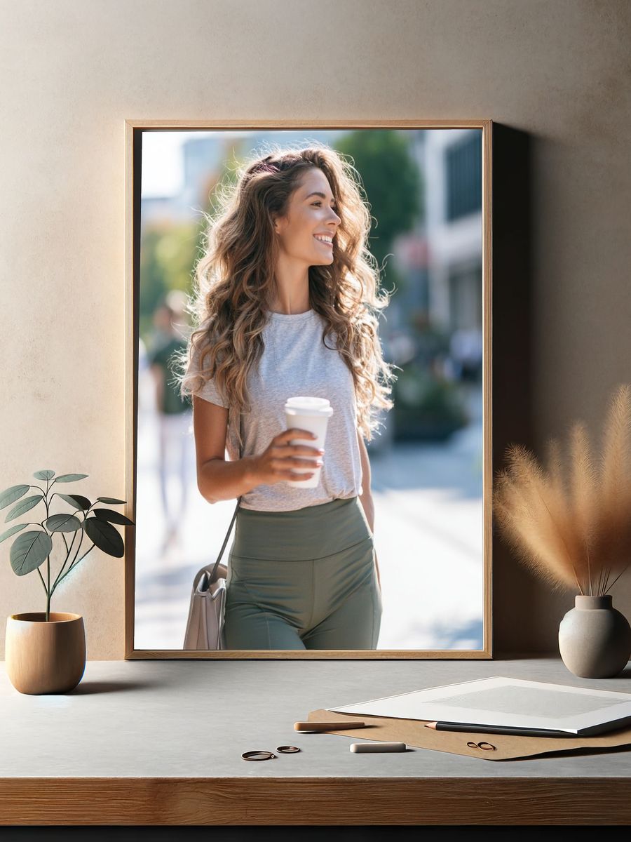 Smiling Woman Street Photography Poster. — room view 2