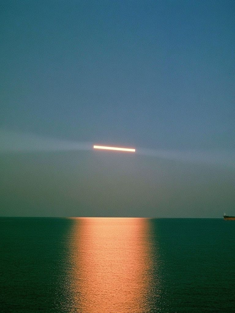 Moonlit Sea Horizon Photography Poster. poster detail