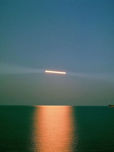 Moonlit Sea Horizon Photography Poster. poster print
