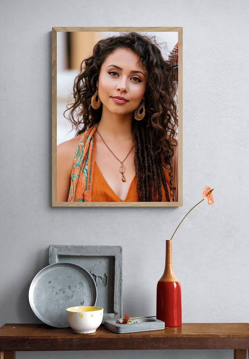 Woman with Harp Photography Poster. — room view 3