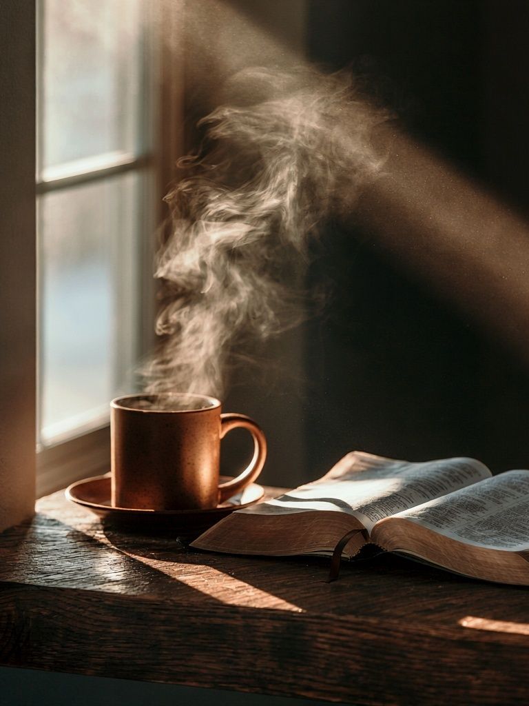 Steaming Coffee and Open Book Photography Poster. poster — photography art