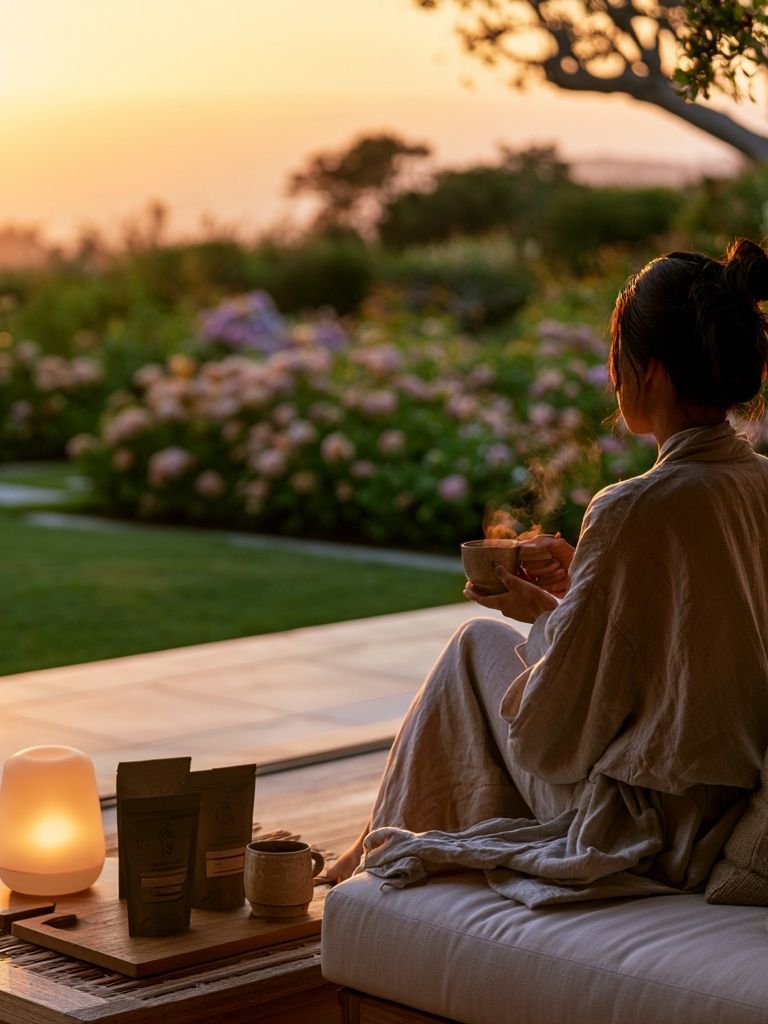 Sunset Tea Garden Photography Poster. poster detail