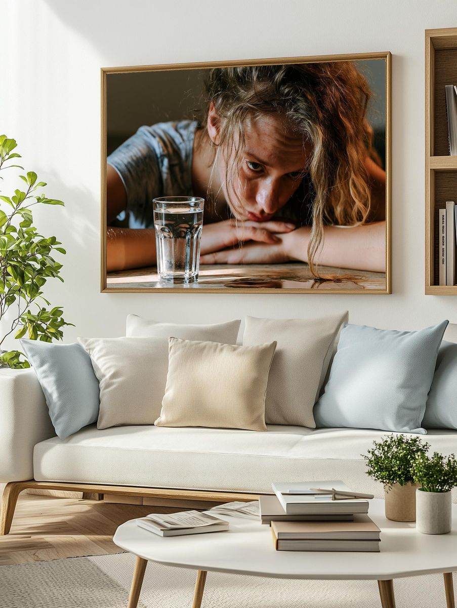Girl and Glass of Water Photography Poster. — room view 2