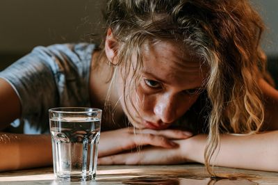 Girl and Glass of Water Photography Poster. poster