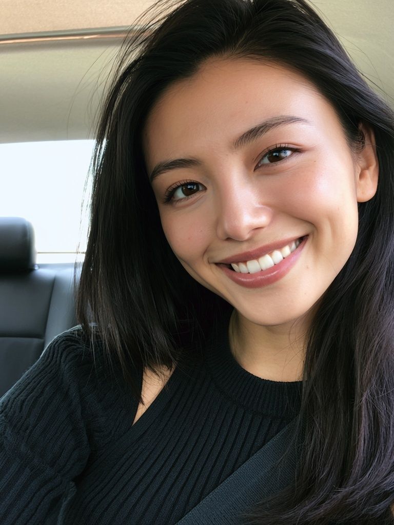 Smiling Car Selfie Portrait Print. poster — photography art