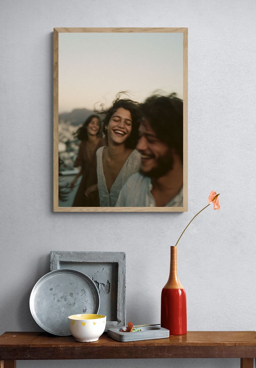 Joyful Friends Portrait Poster. — room view 3