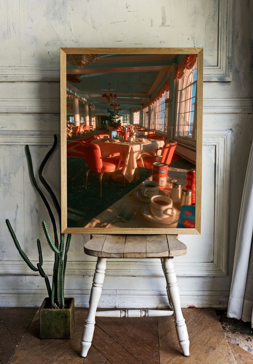 Sunlit Retro Dining Room Poster. — room view 1