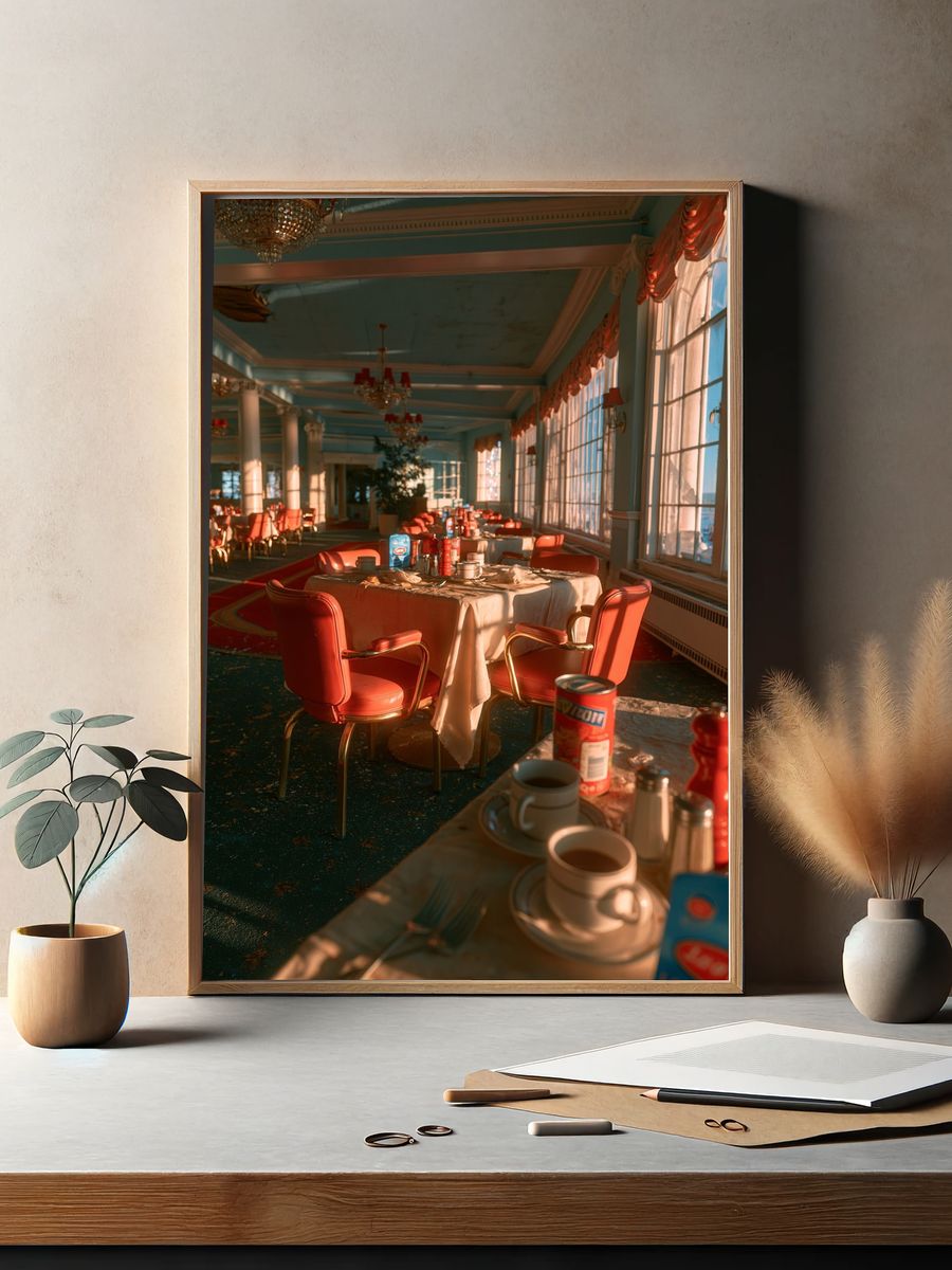 Sunlit Retro Dining Room Poster. — room view 2