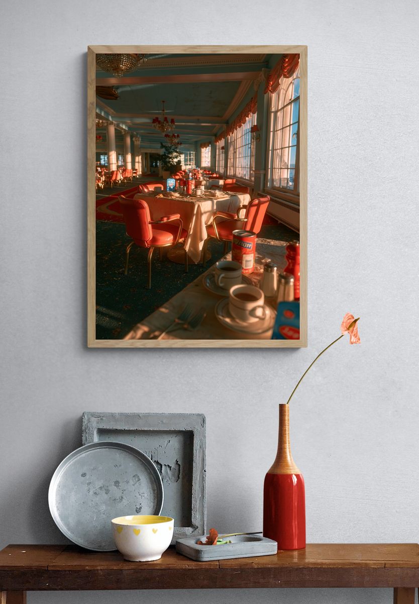 Sunlit Retro Dining Room Poster. — room view 3