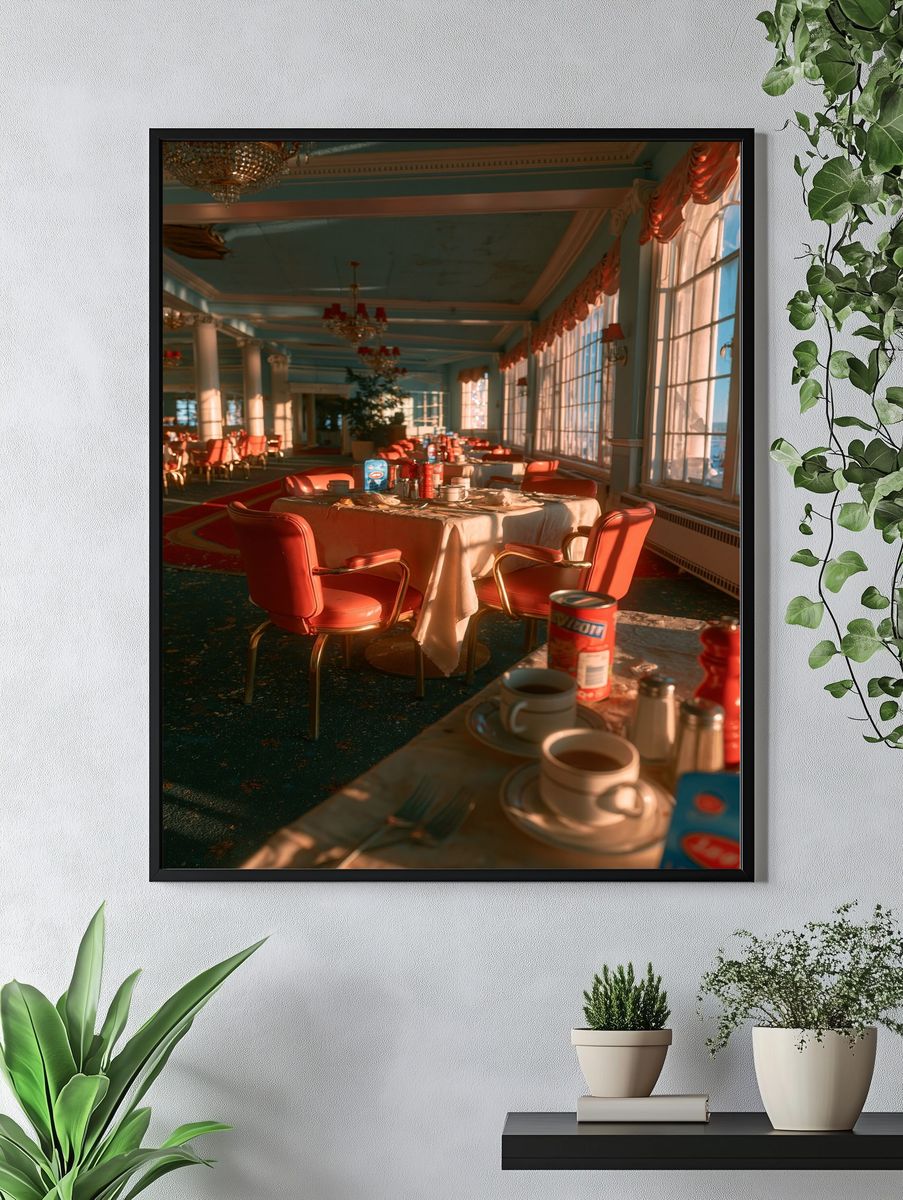 Sunlit Retro Dining Room Poster. — room view 4