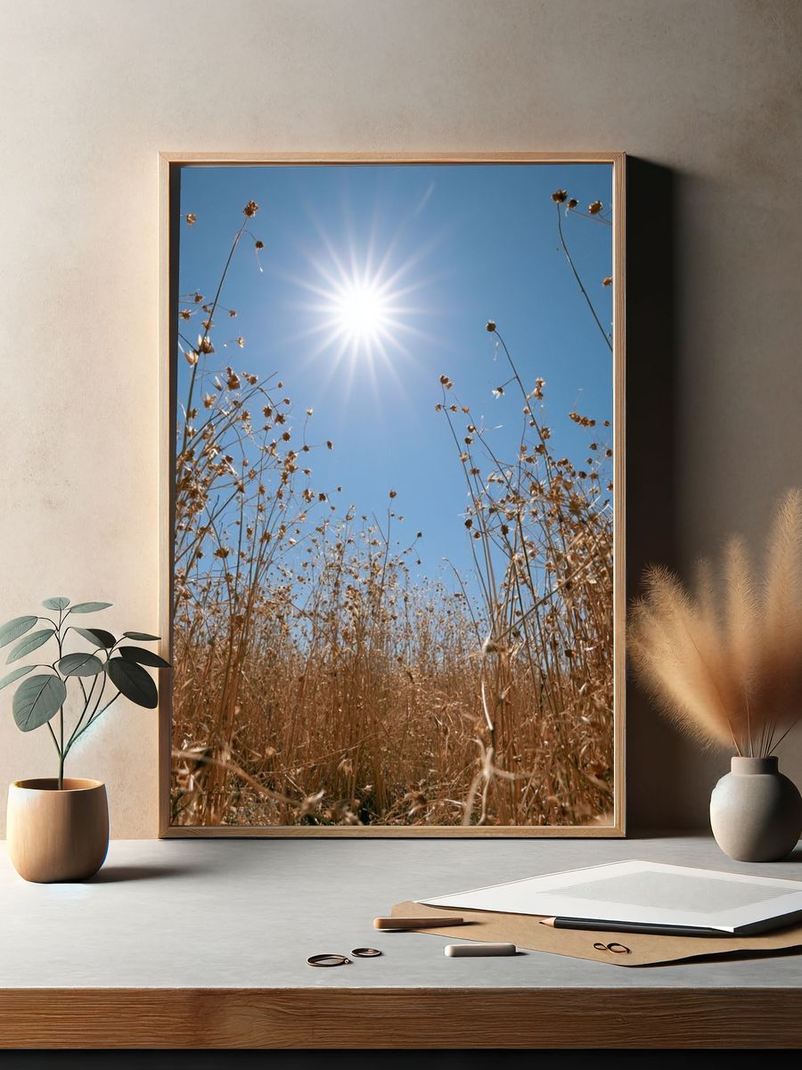 Sunlit Dry Meadow Photography Poster. — room view 2
