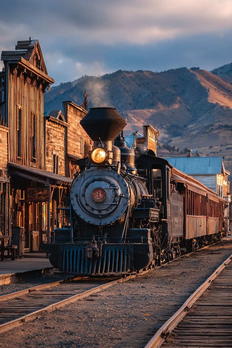 Vintage Steam Train at Sunset Poster. poster — photography art