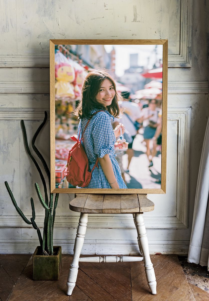 Smiling Girl Street Portrait Print. — room view 1
