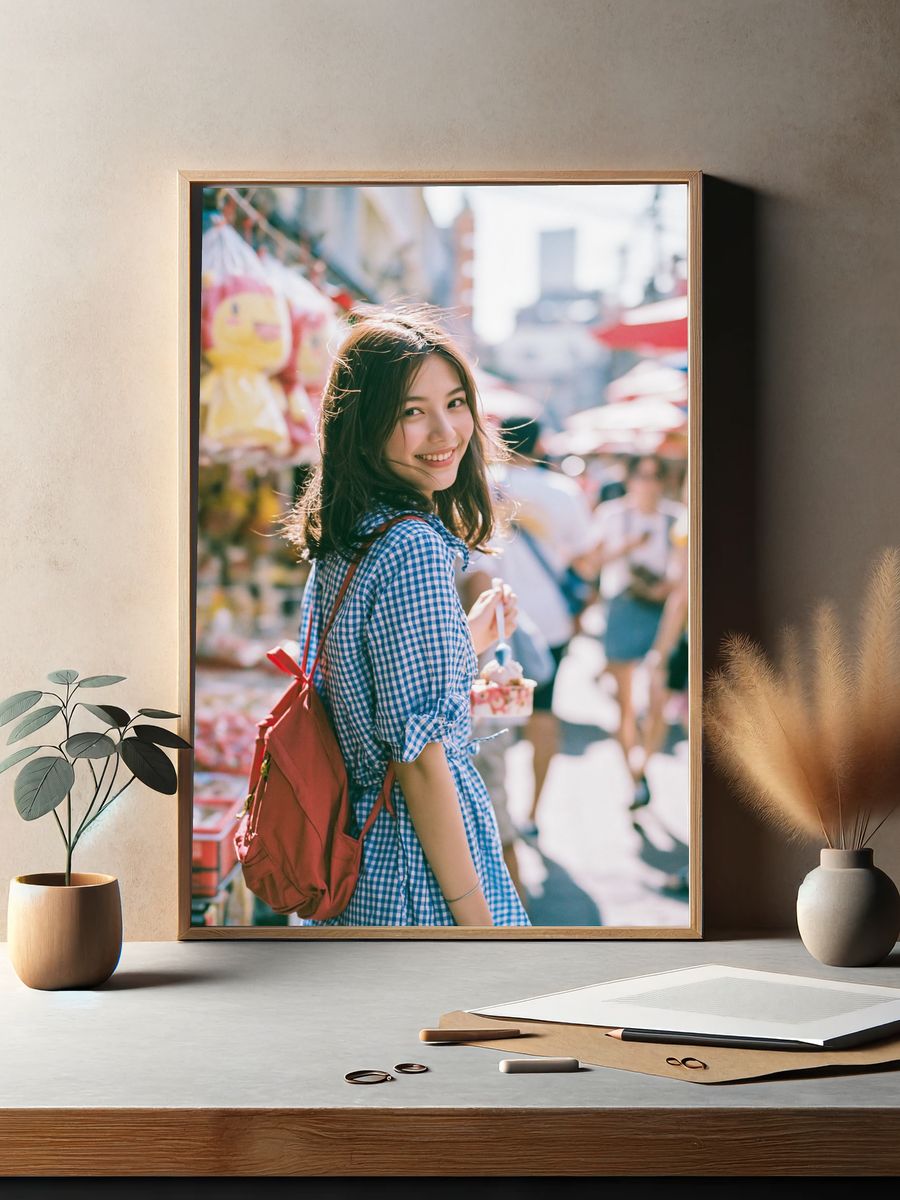 Smiling Girl Street Portrait Print. — room view 2