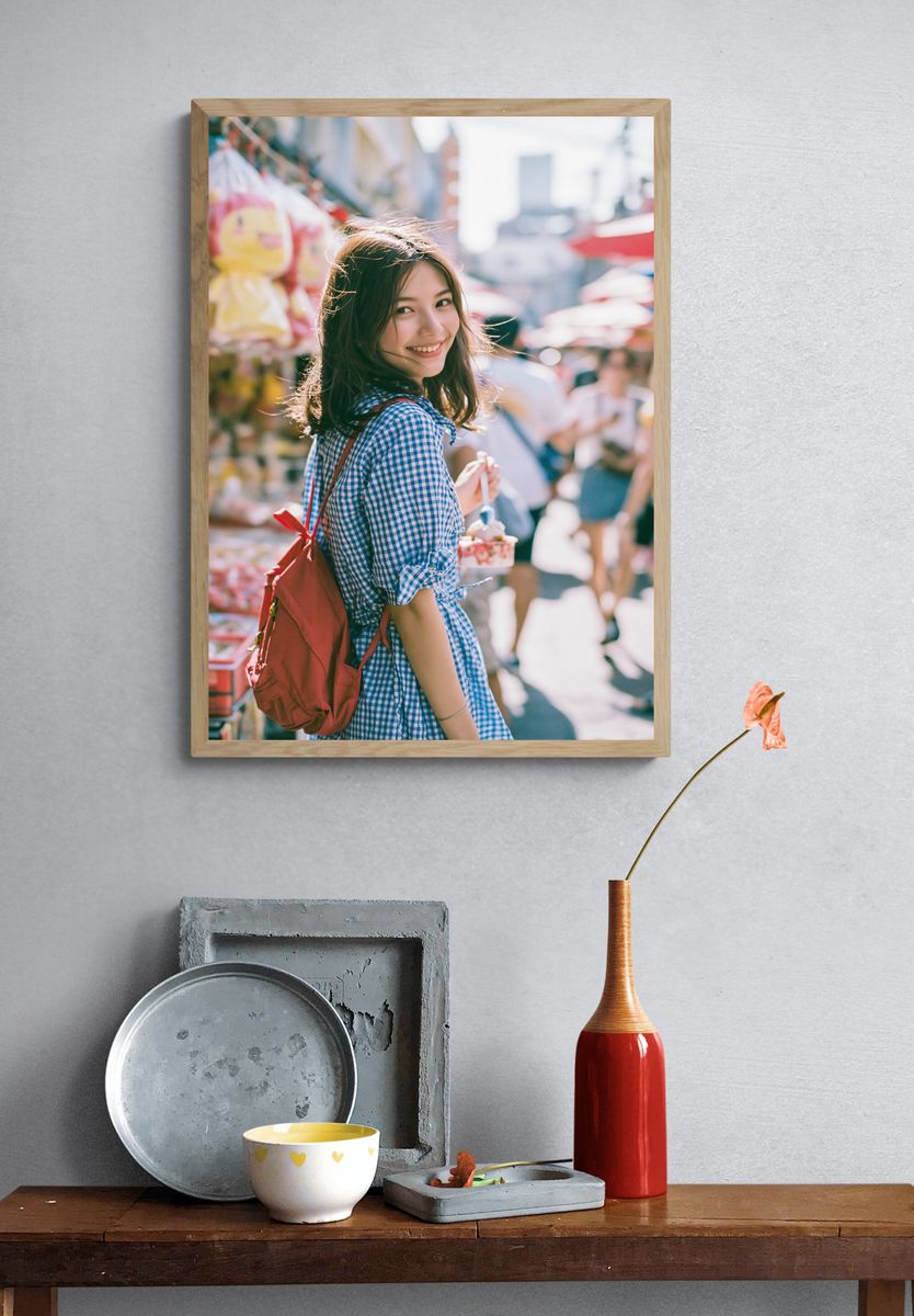 Smiling Girl Street Portrait Print. — room view 3