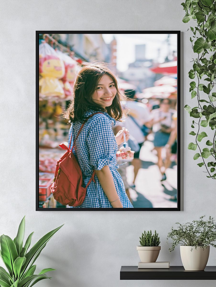 Smiling Girl Street Portrait Print. — room view 4