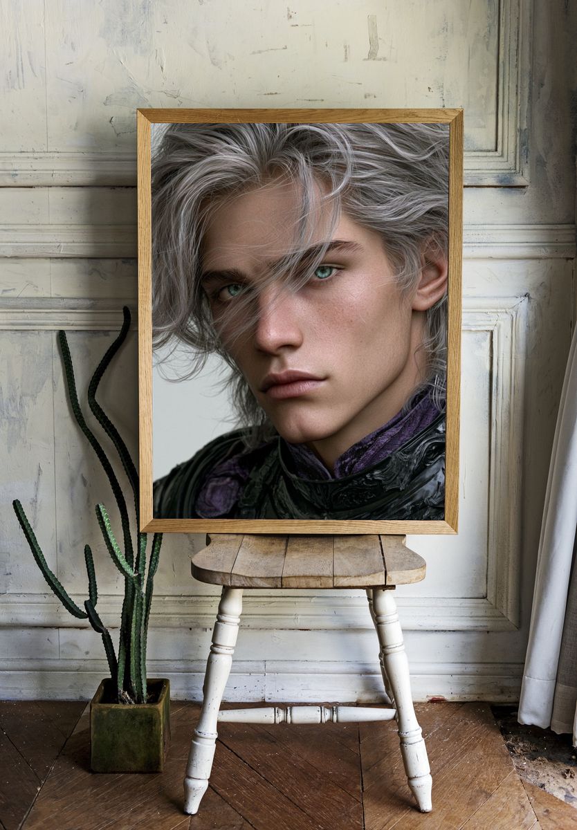Silver-Haired Portrait Photography Poster. — room view 1