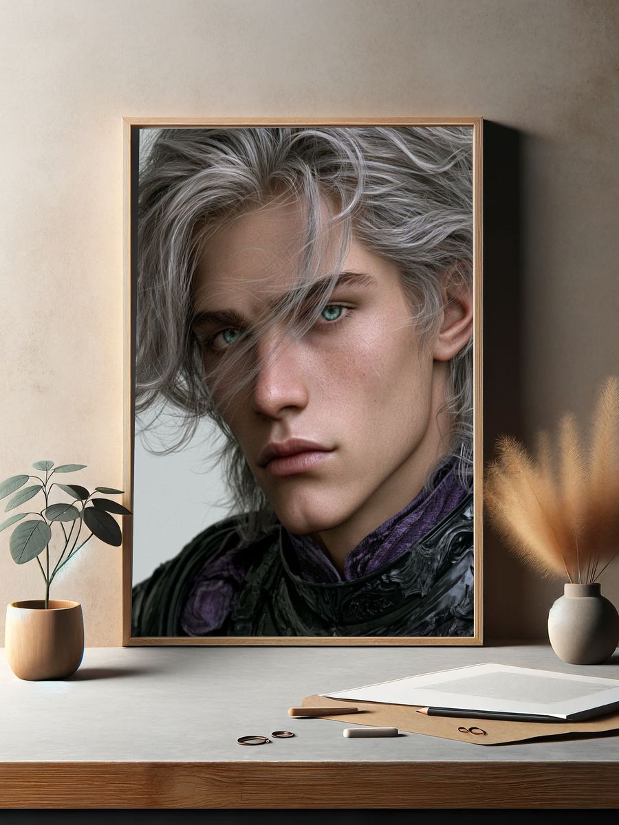 Silver-Haired Portrait Photography Poster. — room view 2