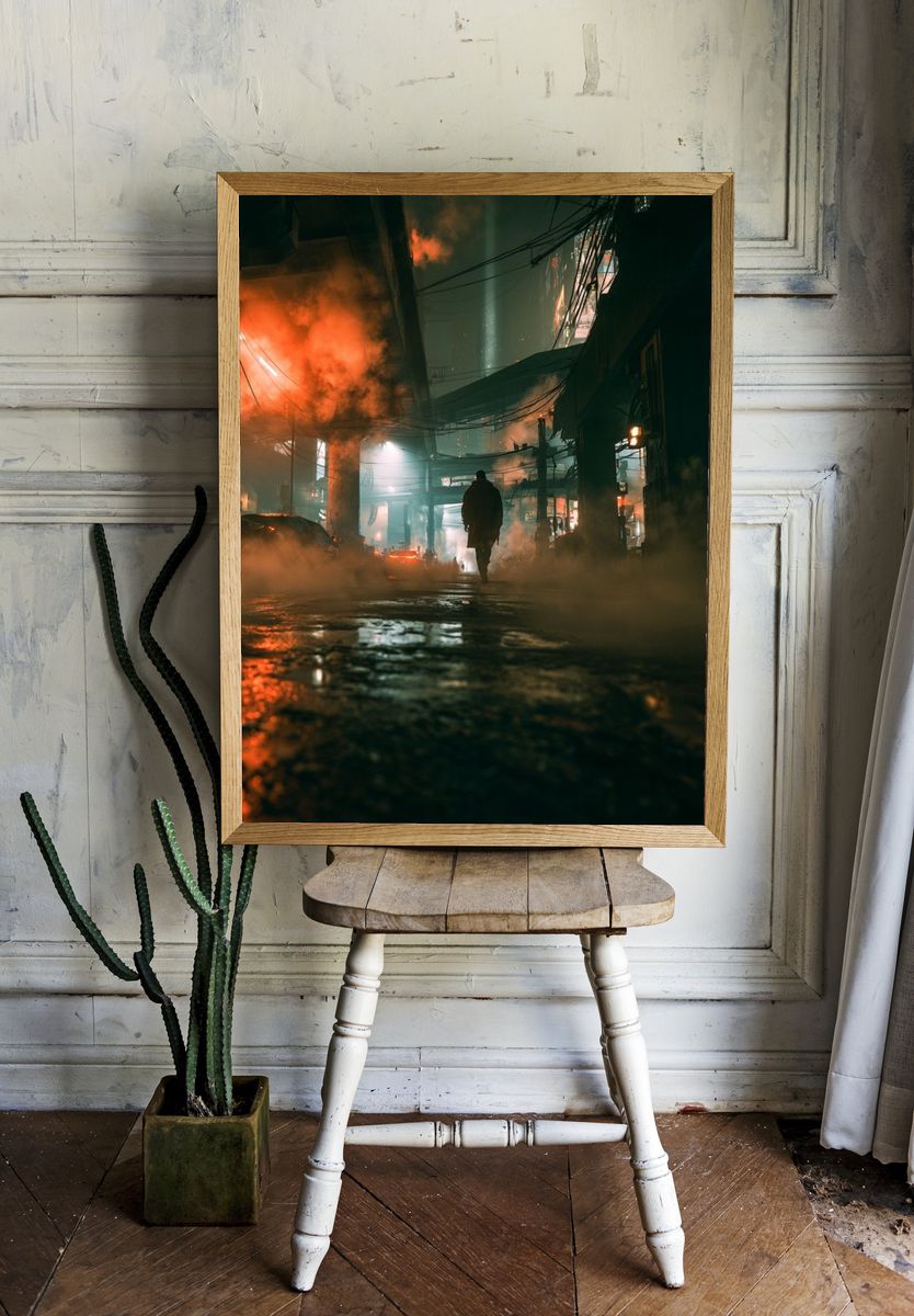 Neon Alley Noir Photography Poster. — room view 1