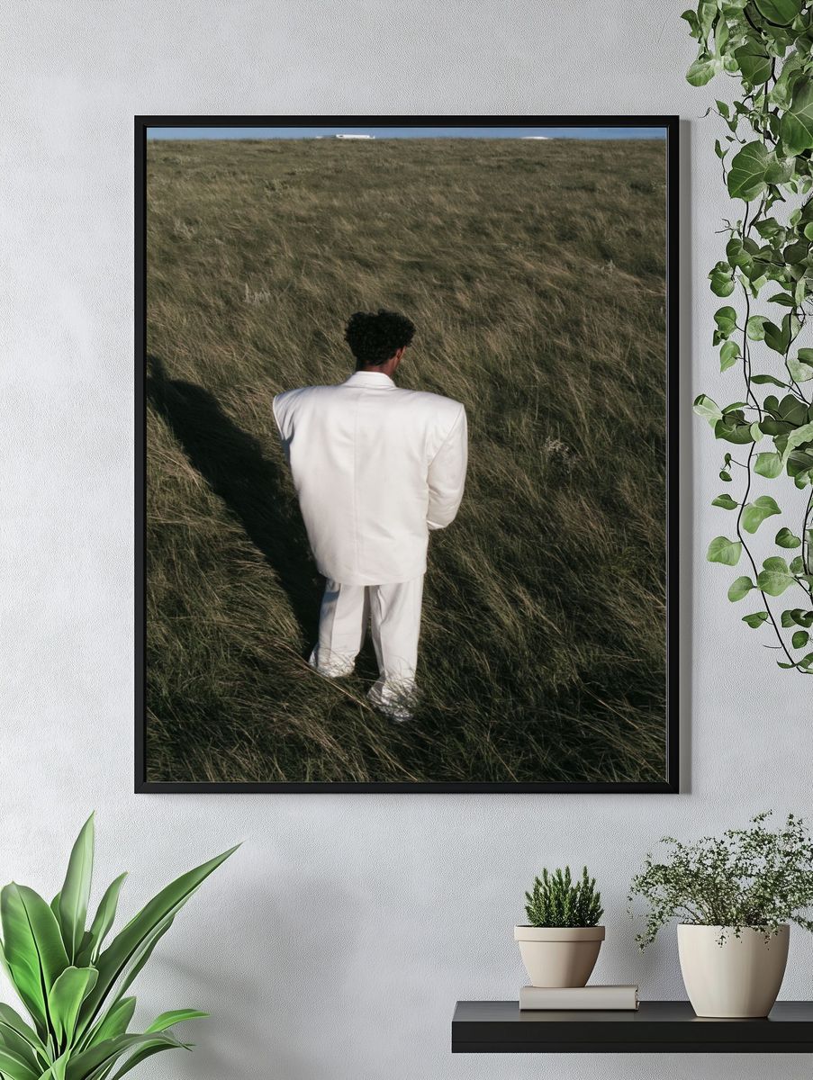 Solitary Figure in Grass Photography Poster. — room view 4