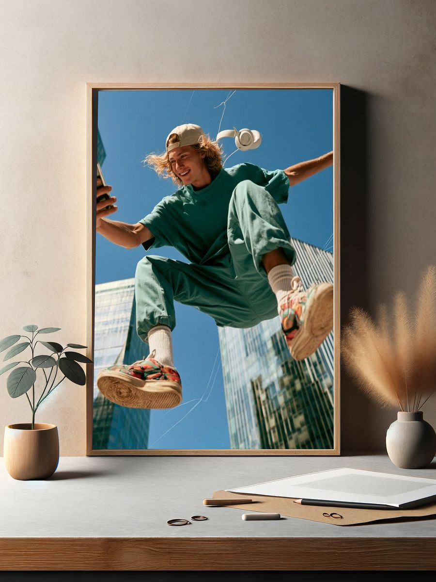 Urban Skater Selfie Photography Poster. — room view 2