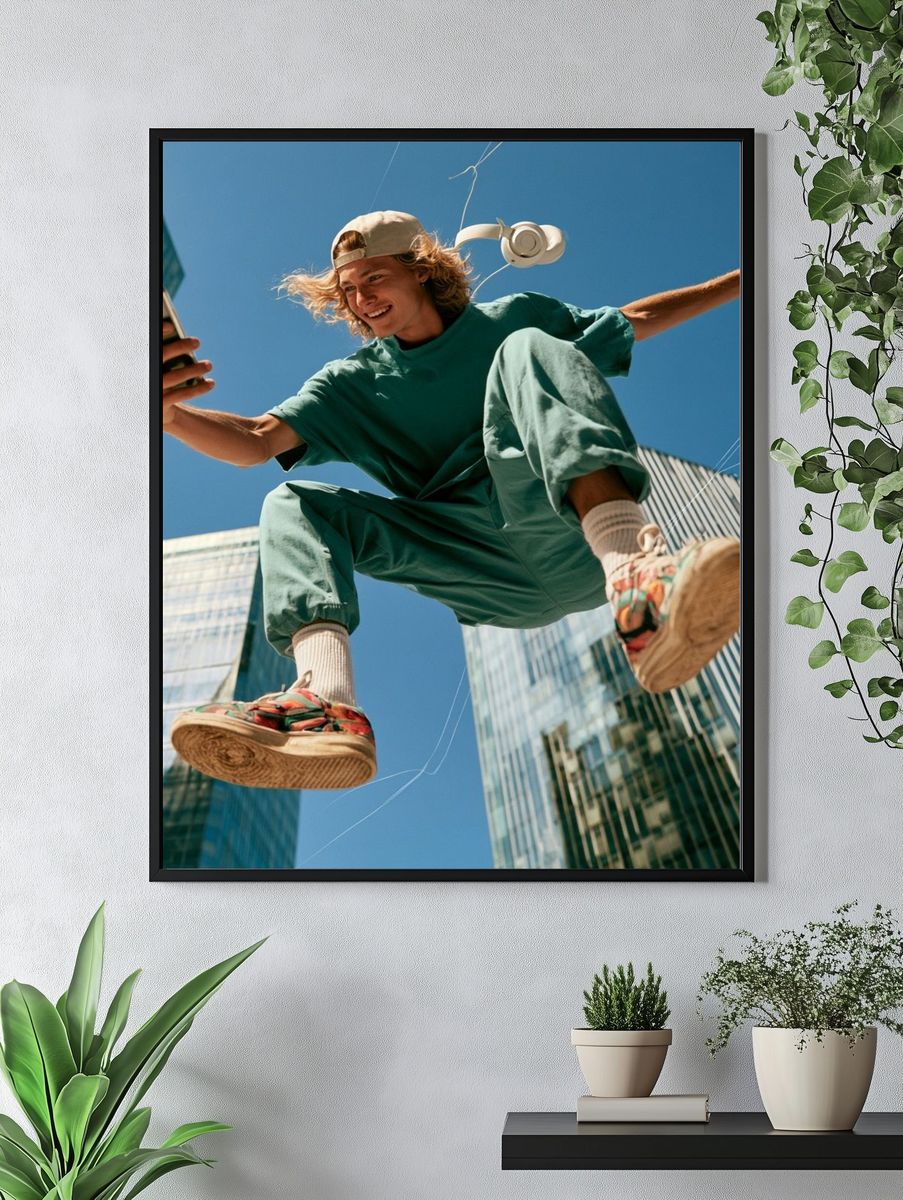Urban Skater Selfie Photography Poster. — room view 4
