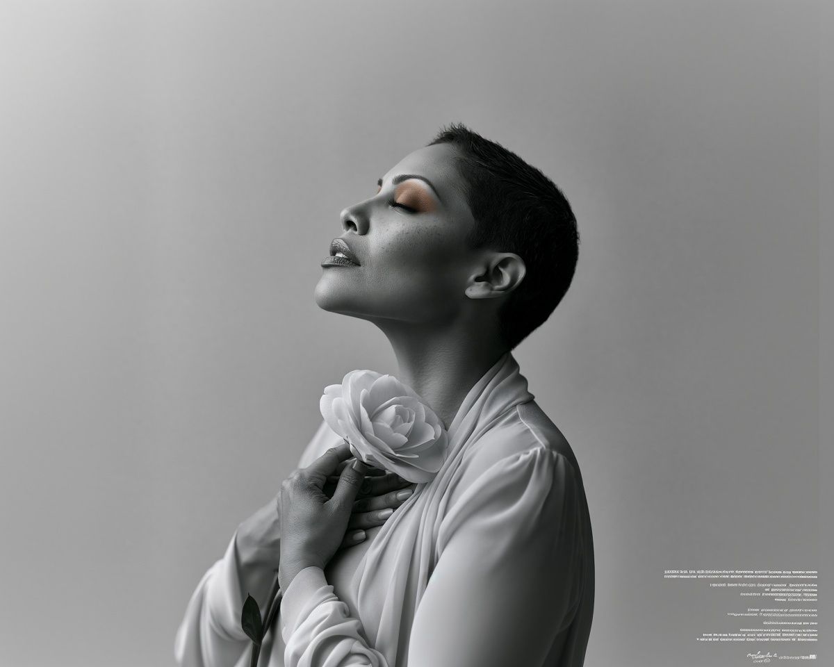 Monochrome Rose Portrait Print. poster — photography art