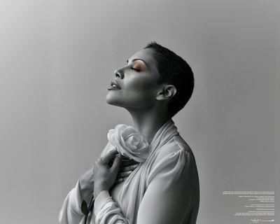 Monochrome Rose Portrait Print.