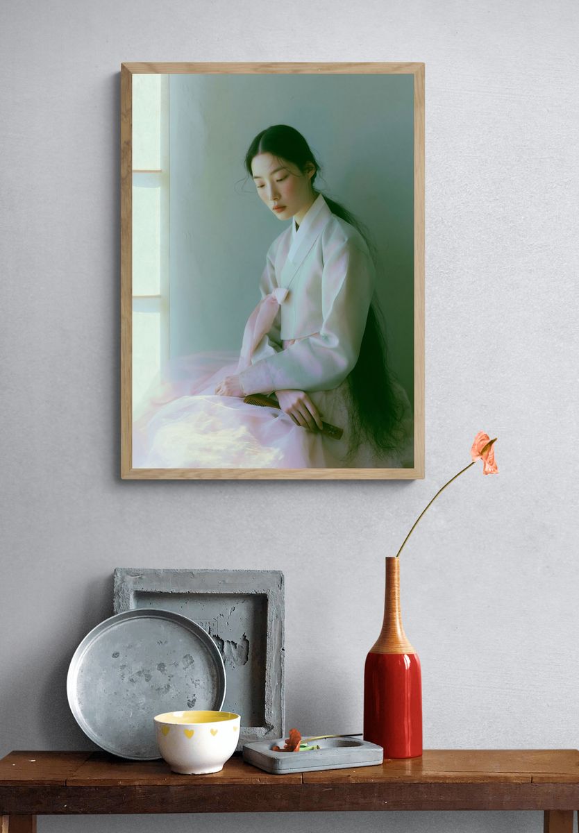 Serene Hanbok Portrait Print. — room view 3