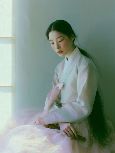 Serene Hanbok Portrait Print. poster