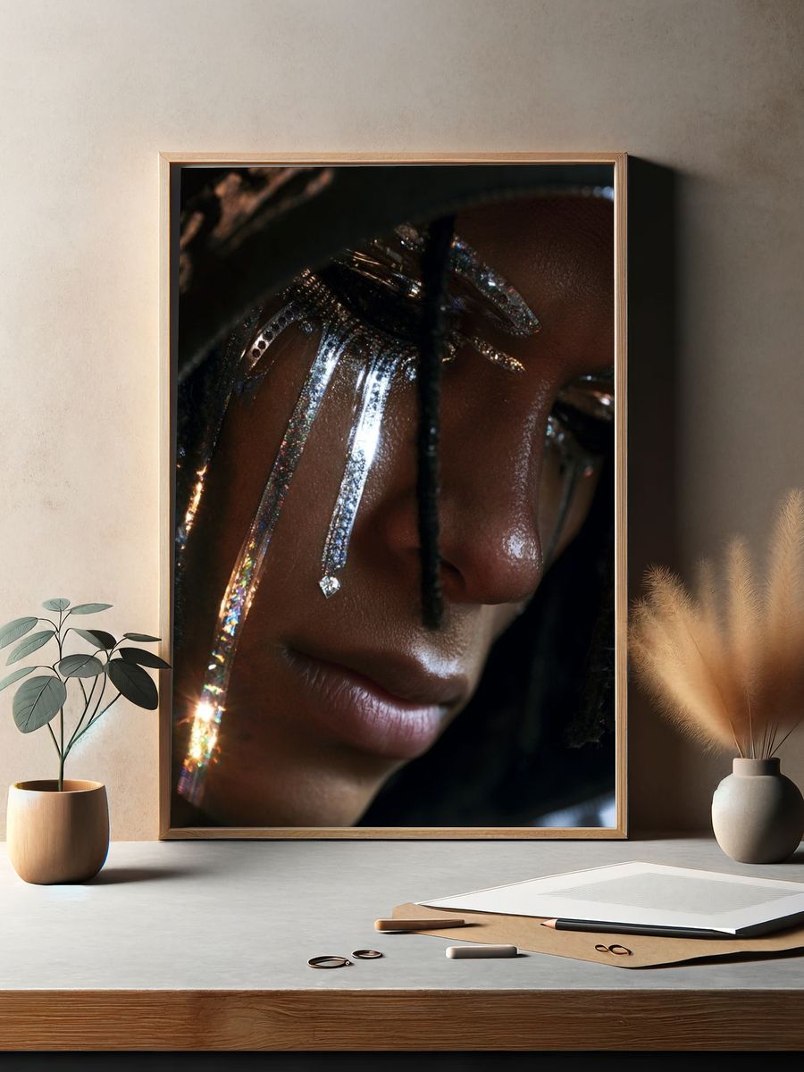 Glitter Face Portrait Photography Poster. — room view 2