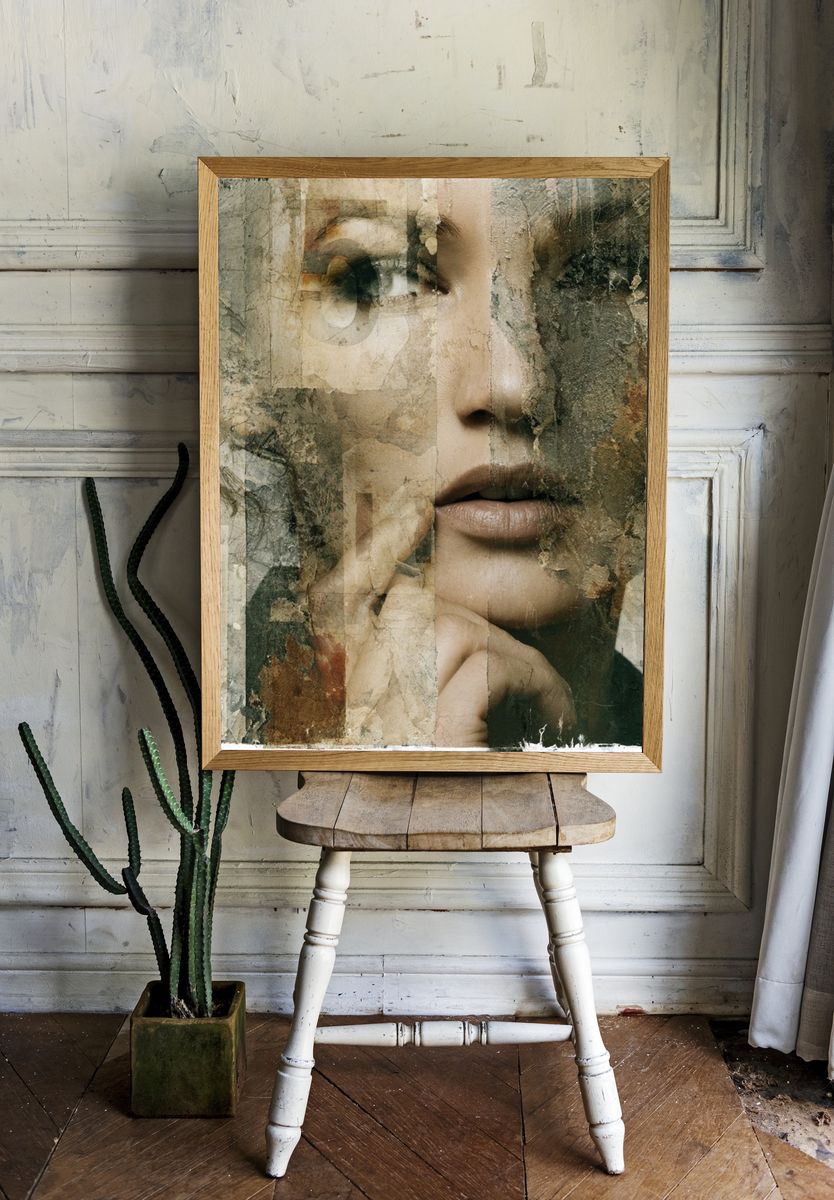 Textured Woman Portrait Print. room preview