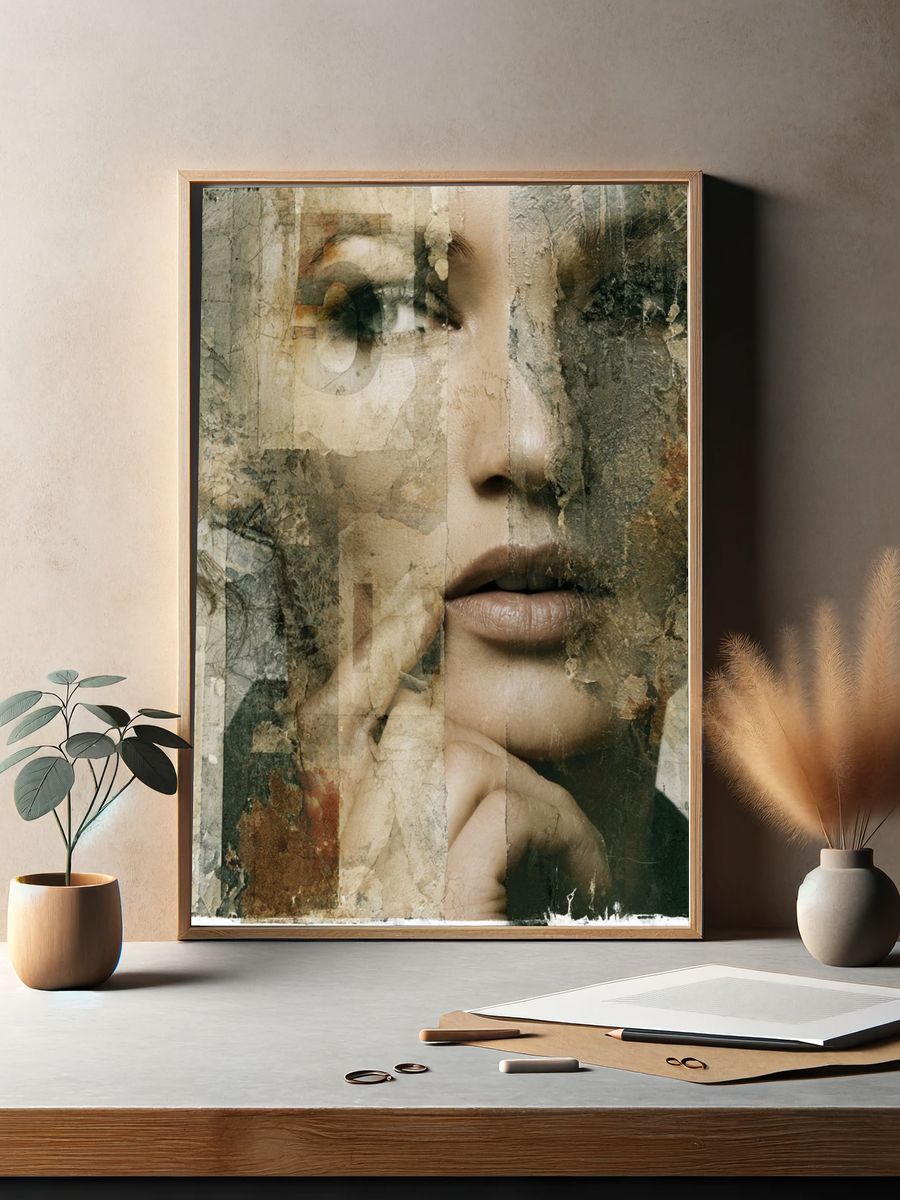 Textured Woman Portrait Print. — room view 2