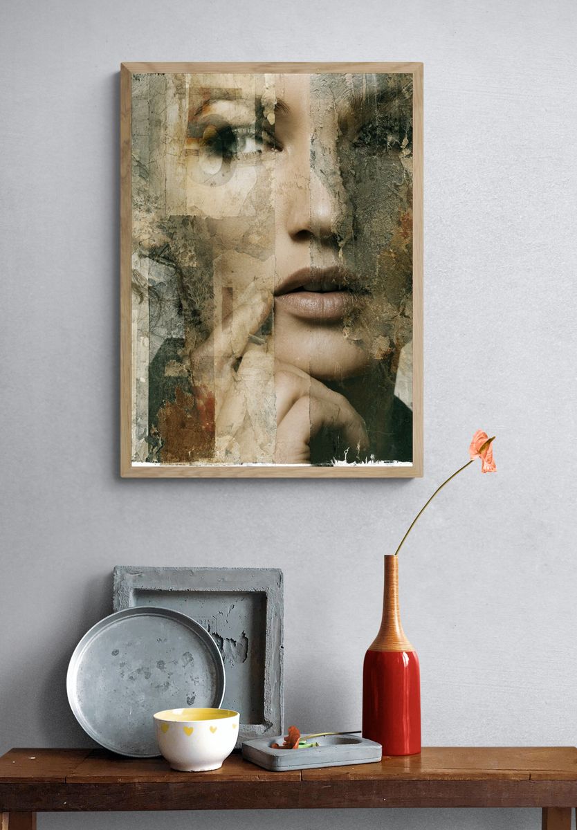 Textured Woman Portrait Print. — room view 3