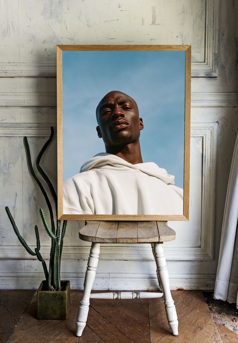 Portrait in Blue Sky Photography Poster. — room view 1