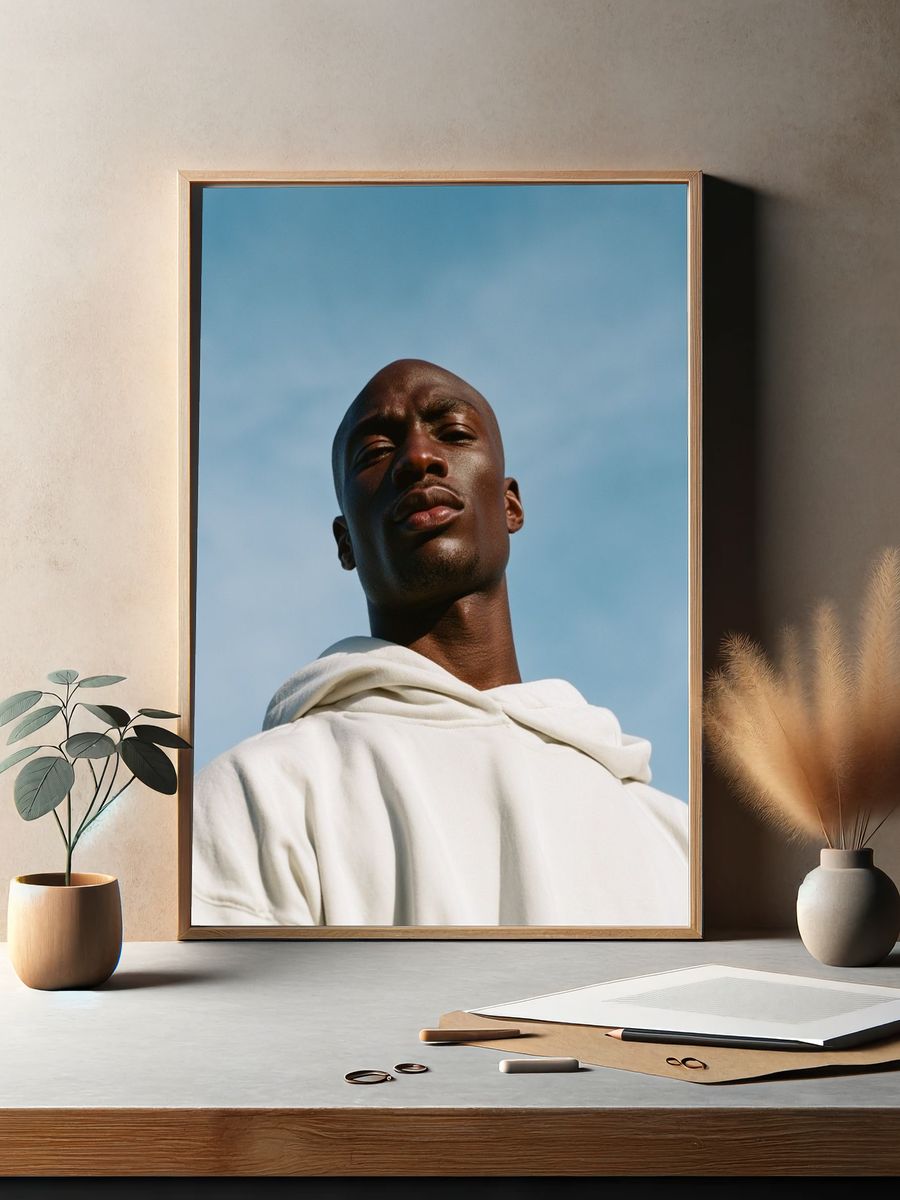 Portrait in Blue Sky Photography Poster. — room view 2