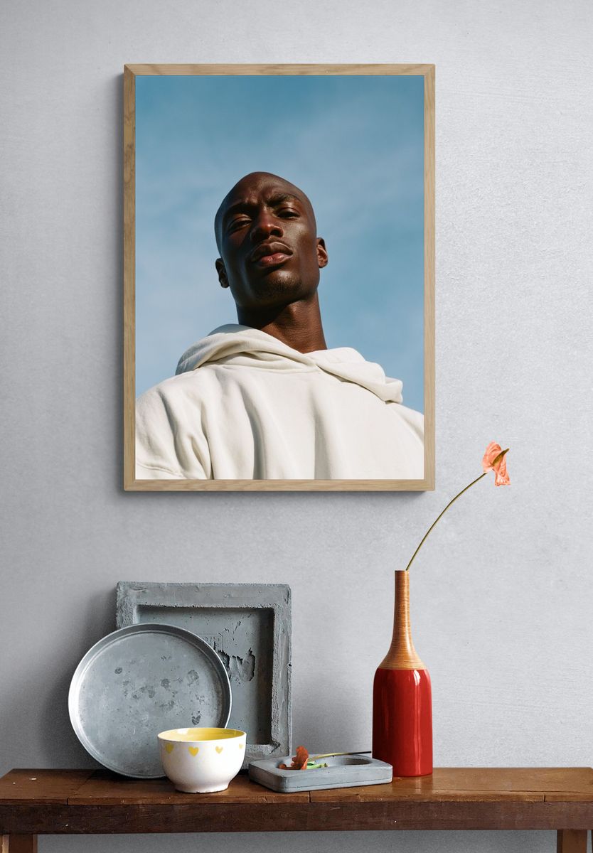 Portrait in Blue Sky Photography Poster. — room view 3