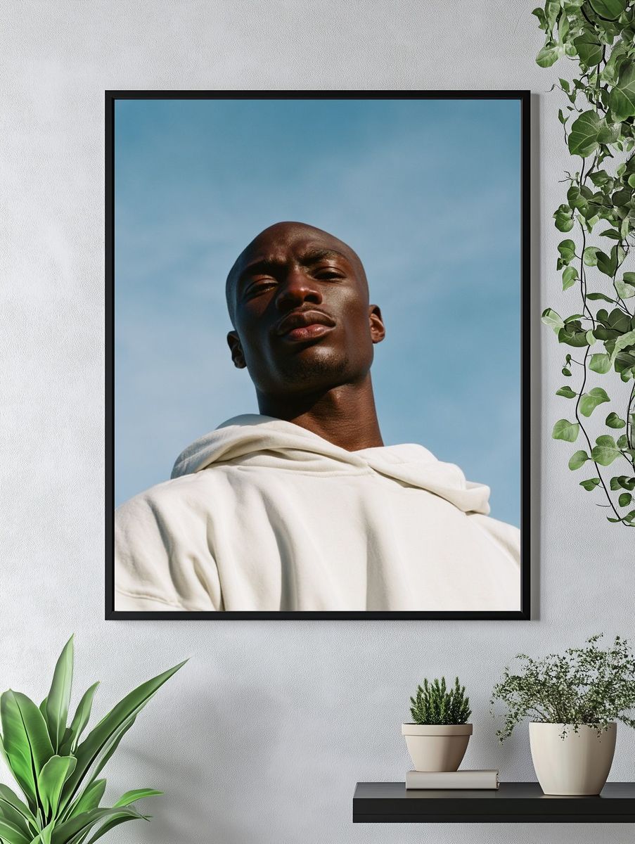 Portrait in Blue Sky Photography Poster. — room view 4