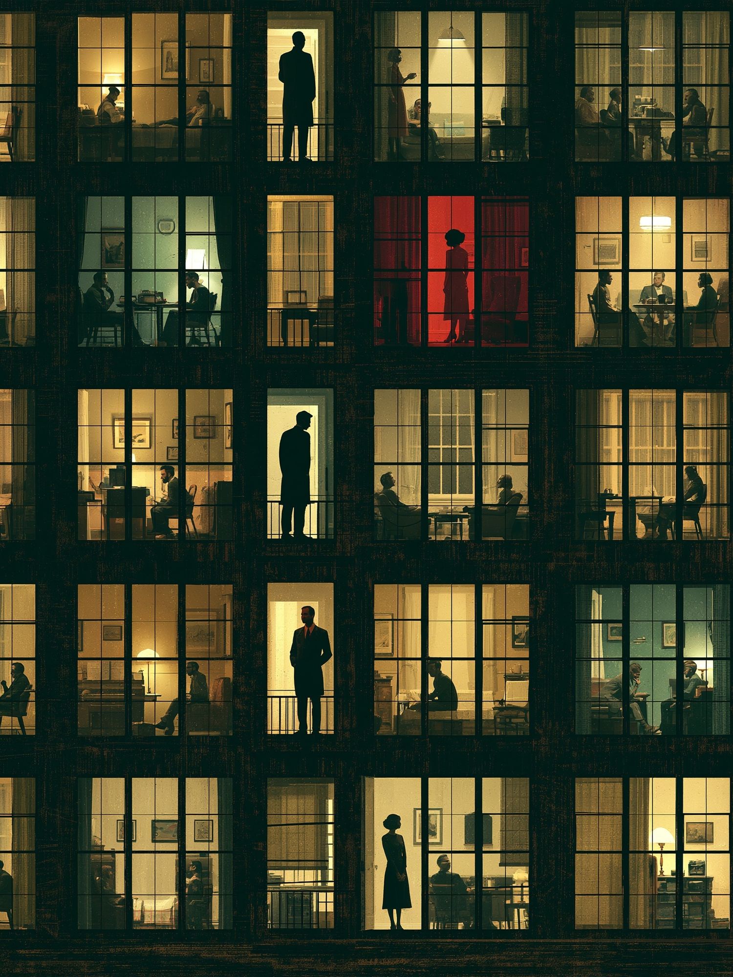 Nocturnal Apartment Windows Photography Poster. poster — photography art