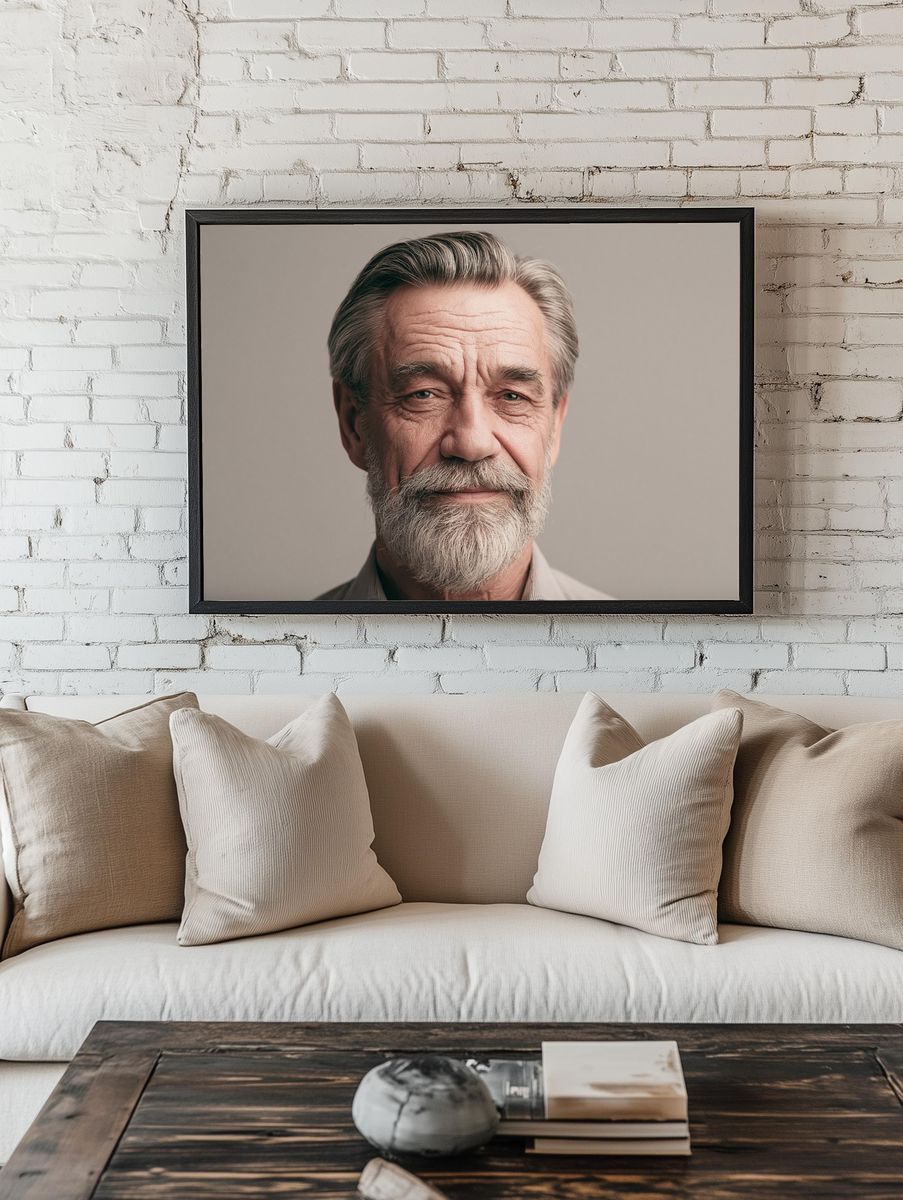 Elderly Man Portrait Photography Poster. room preview