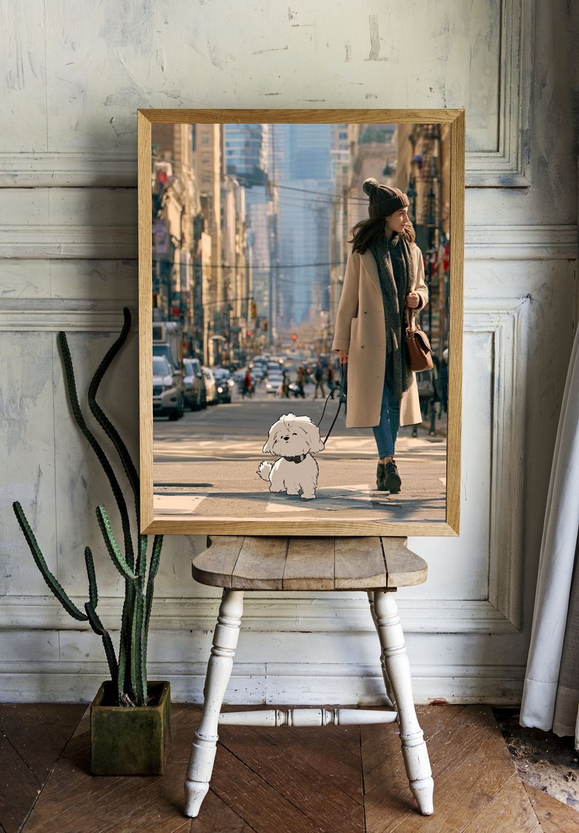 City Walk with Dog Photography Poster. room preview